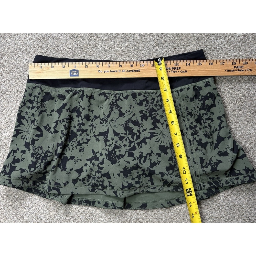 Lululemon Pace Rival Mid-Rise Skirt Skort Womens Size 8 Green Black Floral - Picture 6 of 6